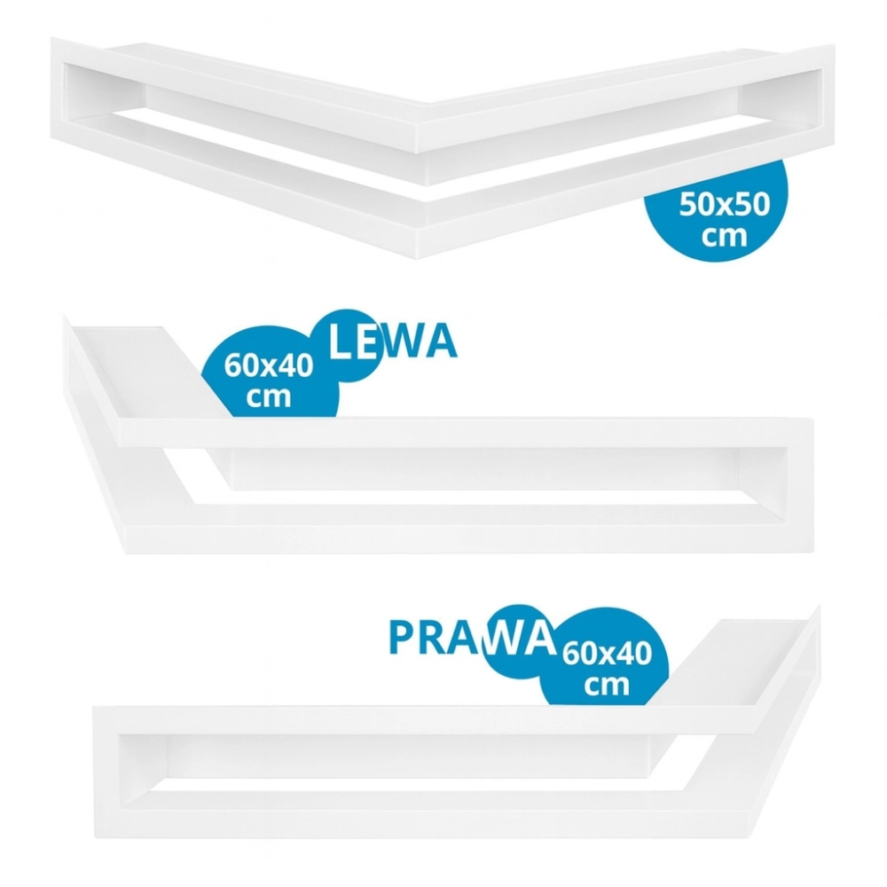 KRATKA KOMINKOWA LUFT KĄTOWY 60x40x10 LEWY BIAŁY