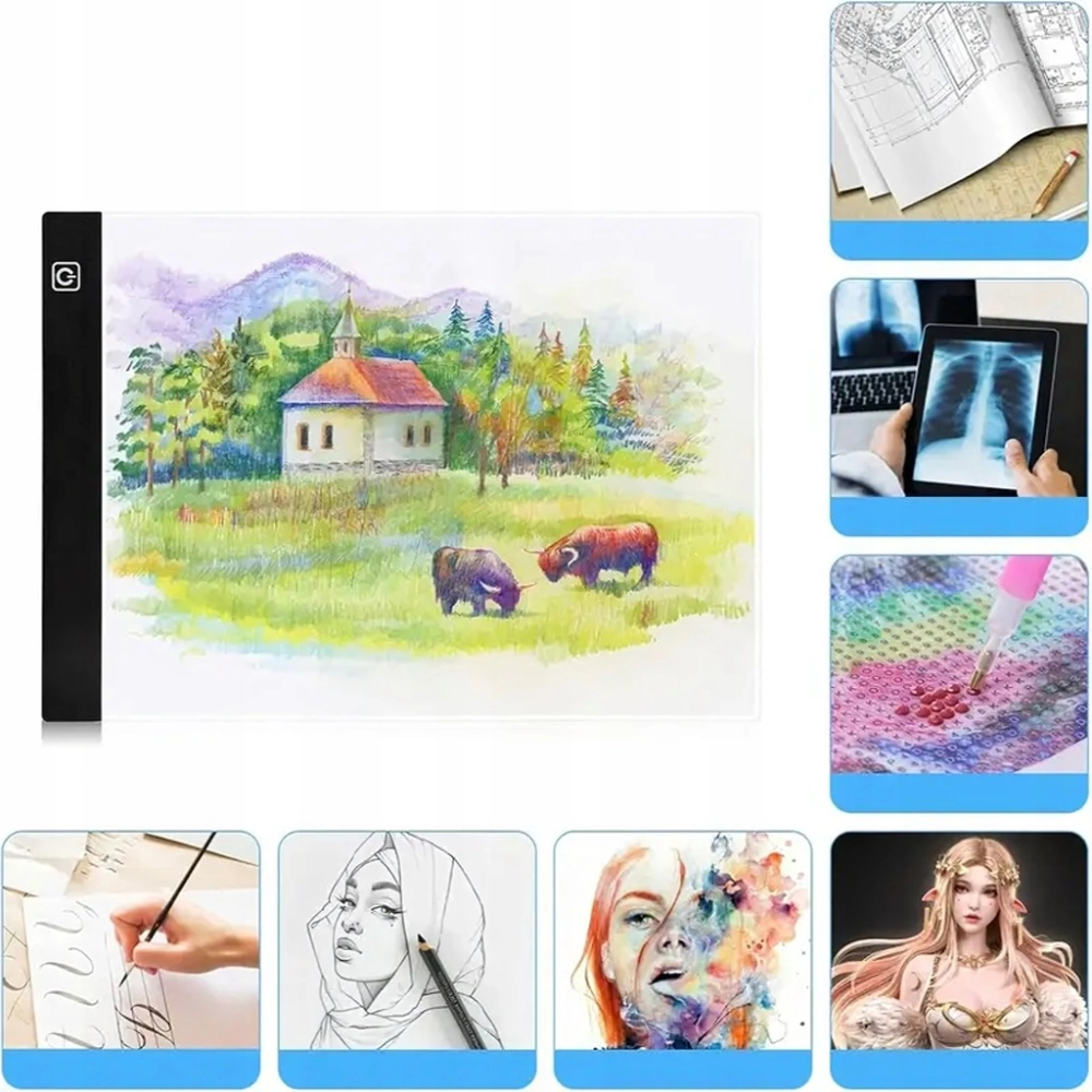 TABLET GRAFICZNY A4 PODKŁADKA PODŚWIETLANA DO RYSOWANIA KOPIOWANIA LED