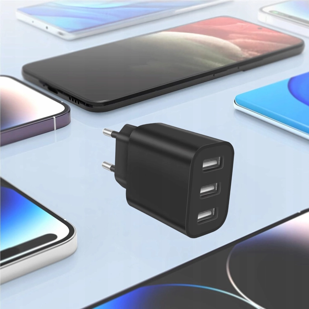 ŁADOWARKA SIECIOWA MOCNA KOSTKA 3 USB UNIWERSALNA SZYBKA 3 PORTY 5V 3,4A