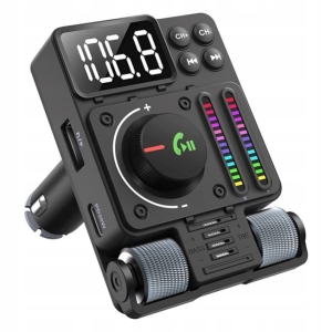 TRANSMITER SAMOCHODOWY RADIO FM NADAJNIK BLUETOOTH 5,3 PD ŁADOWARKA 30W