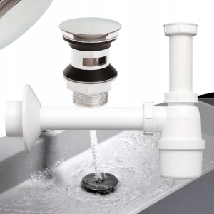 SIPHON MIT CLICK CLACK HALBSIPHON DURCHMESSER 50 5/4 WASCHBECKENSTOPFEN MIT ÜBERLAUF