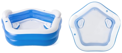 BASEN DMUCHANY Z SIEDZENIAMI OGRODOWY PIĘCIOKĄT Z ZAGŁÓWKAMI 213x206x69 CM