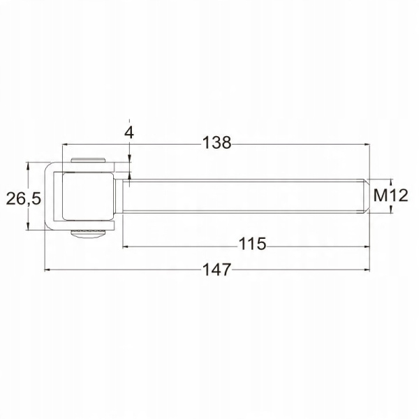 ZAWIAS REGULOWANY PRZEDŁUŻANY DO BRAM SKRZYDŁOWYCH FURTEK M12X150/138/4 MM