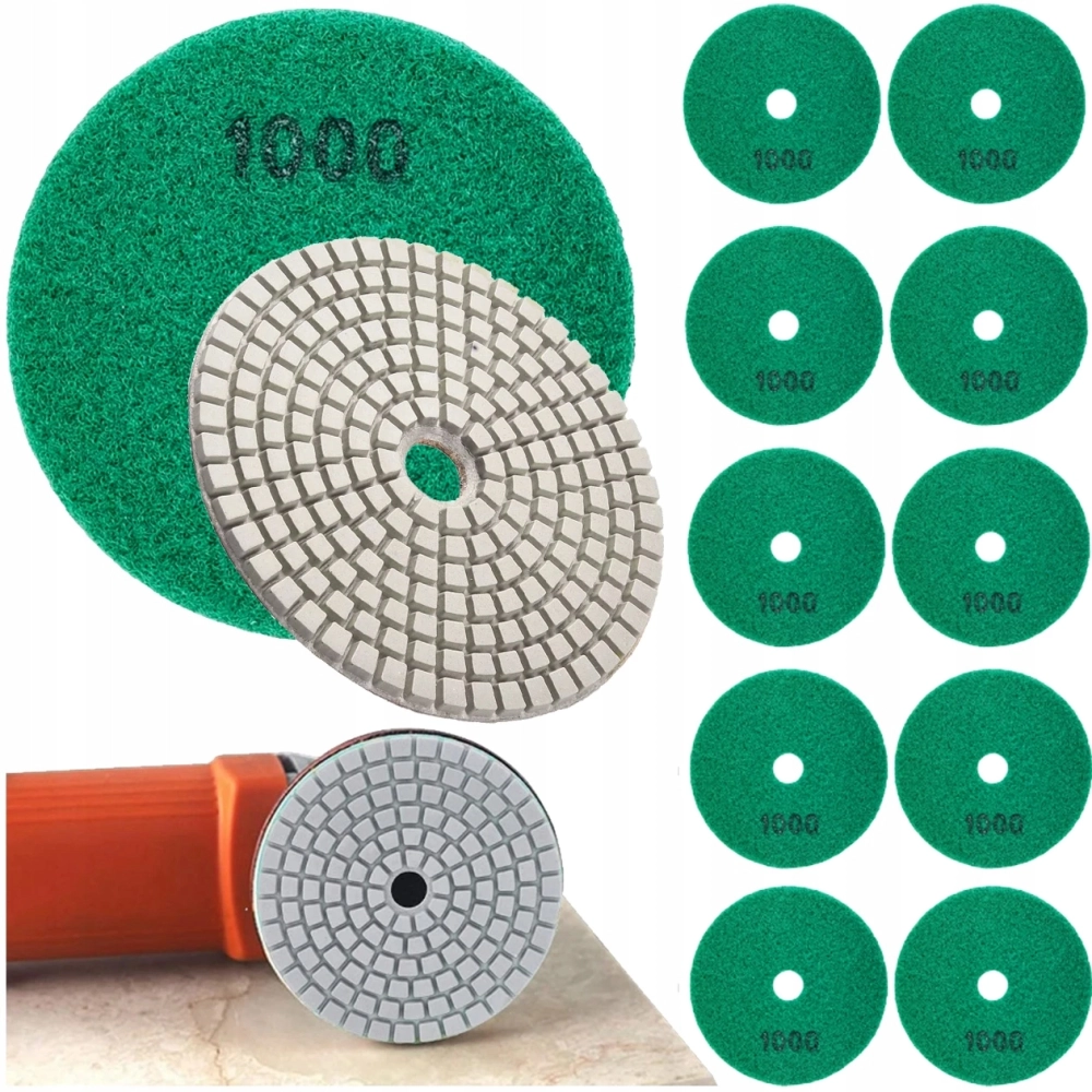 10X TARCZA DIAMENTOWA POLERSKA 80MM DO SZLIFOWANIA PŁYTEK NA RZEP 1000