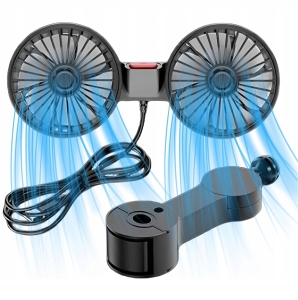 DOPPELTER DREHVENTILATOR FÜR AUTOS 360 USB SCHWARZ