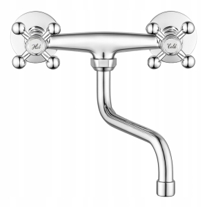 WANDMONTIERTER ZWEIGRIFF-SPÜLWASCHTISCHARMATUR IM RETRO-CHROM