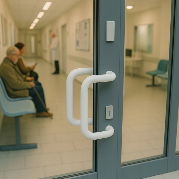 POCHWYT BIAŁY UCHWYT M2 DO DRZWI PODWÓJNY ANTABA DRZWIOWA 300 ALUMINIOWY