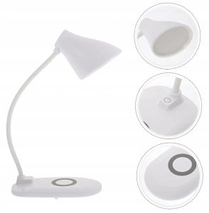 LED BÜRO SCHULLAMPE EINSTELLBAR MIT QI USB INDUKTIVEM LADEGERÄT WEISS