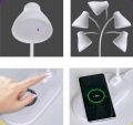LAMPKA LED BIUROWA SZKOLNA REGULOWANA Z ŁADOWARKĄ INDUKCYJNĄ QI USB BIAŁA