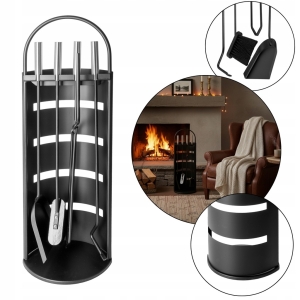 KAMIN-SET FIREPELLER STAND KAMIN-WERKZEUGSATZ SCHWARZ EDELSTAHL