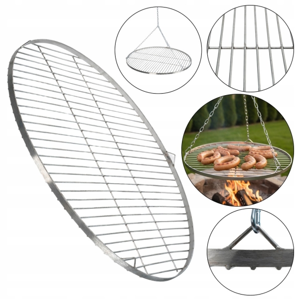 RUSZT DO GRILLA OGNISKA NIERDZEWNY OKRĄGŁY WISZĄCY FI 80 CM DO GRILLOWANIA