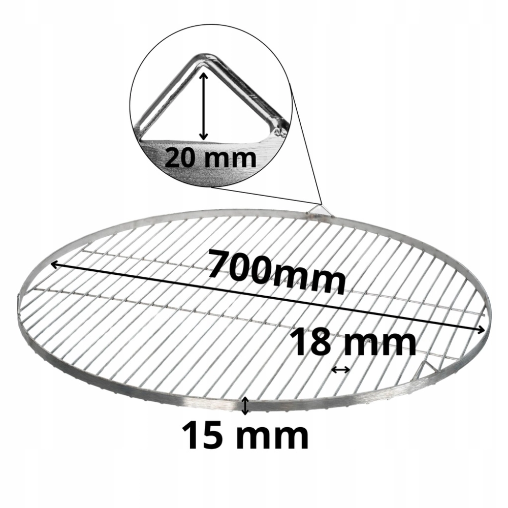 RUSZT DO GRILLA NIERDZEWNY OKRĄGŁY WISZĄCY DO GRILLOWANIA FI 70 CM TRÓJNÓG
