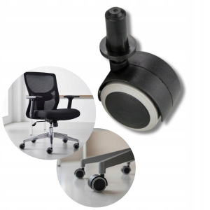 Drehbares Gummirad mit Bolzen 40 mm für Stuhl, Couchtisch, schwarz