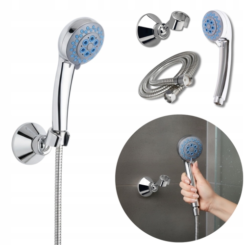 ZESTAW PRYSZNICOWY NATRYSKOWY RĄCZKA SŁUCHAWKA UCHWYT DO SŁUCHAWKI WĄŻ