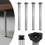 NOGA MEBLOWA ZESTAW 4 NÓG FI 60 MM DO STOŁU BLATU 71 CM OKRĄGŁA ALUMINIUM