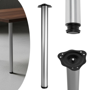 Möbelbein FI 60 mm für Tische, Möbelplatten H 710 rund Stahl Aluminium
