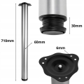 NOGA MEBLOWA FI 60 MM DO STOŁÓW MEBLI BLATÓW H 710 OKRĄGŁA STAL ALUMINIUM