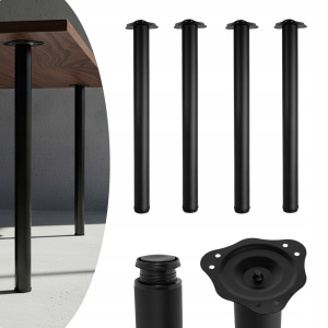Möbelbeine-Set FI 60, zylindrisches Bein für Möbel, 71 cm, 4 Stück, schwarz