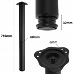 ZESTAW NÓG MEBLOWYCH FI 60 NOGA CYLINDRYCZNA DO MEBLI 71 CM 4 SZT CZARNY