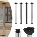 KOMPLET NÓG MEBLOWYCH FI 60 DO BLATU NOGA DO MEBLI 71 CM 4 SZT METAL CHROM