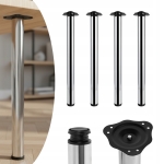 KOMPLET NÓG MEBLOWYCH FI 60 DO BLATU NOGA DO MEBLI 71 CM 4 SZT METAL CHROM