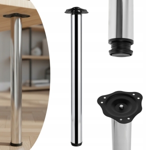 Möbelbein FI 60 für Tischplatte, Metall, Höhe 710 mm, 1 Stück, Chrom
