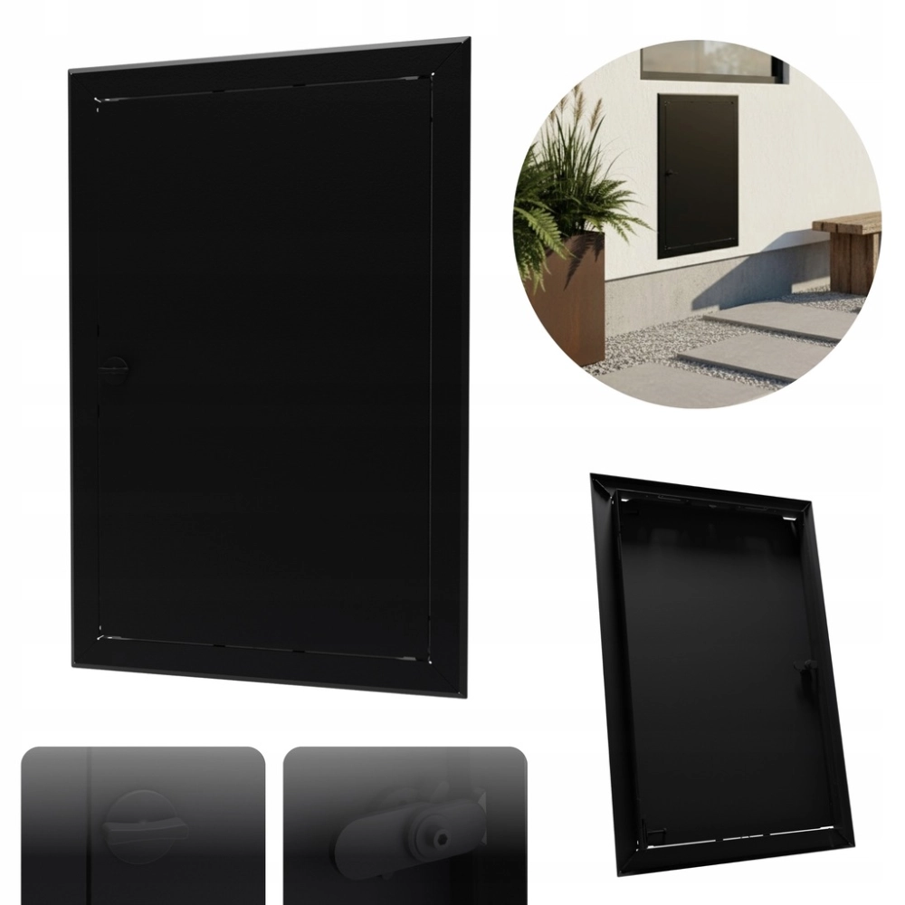 DRZWICZKI REWIZYJNE OSŁONA INSTALACJI REWIZJA KLAPA 60X80 CM CZARNE