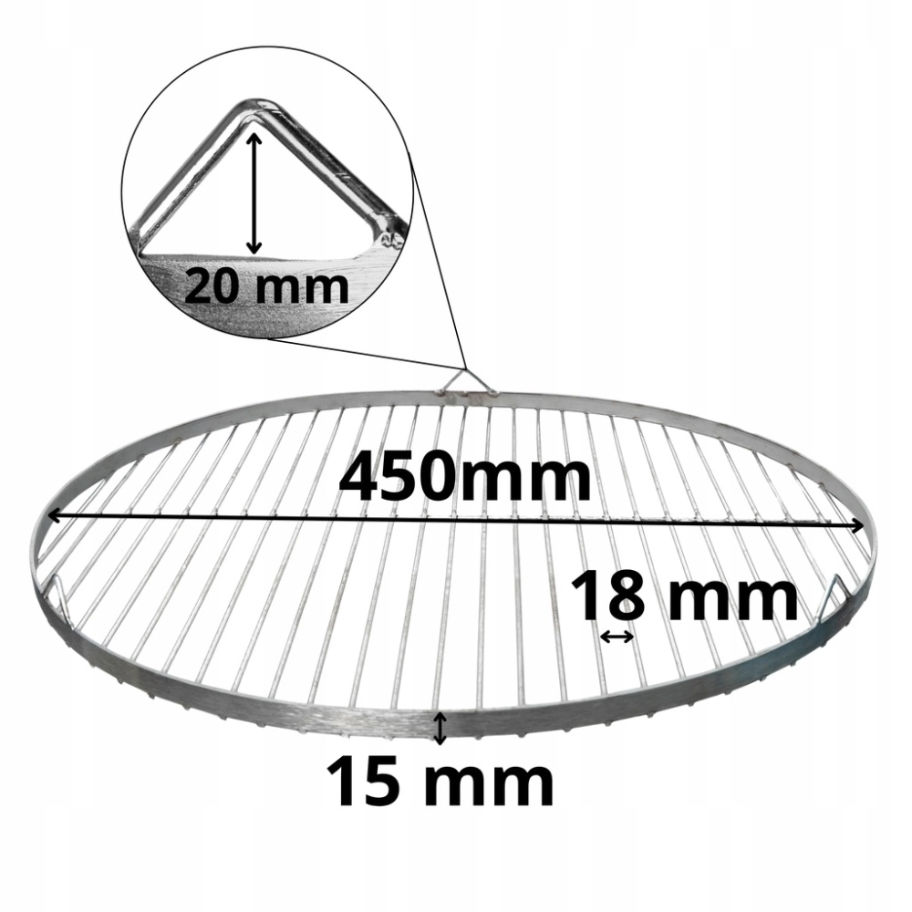 RUSZT DO GRILLA NIERDZEWNY OKRĄGŁY FI 45 CM WISZĄCY DO GRILLOWANIA TRÓJNÓG