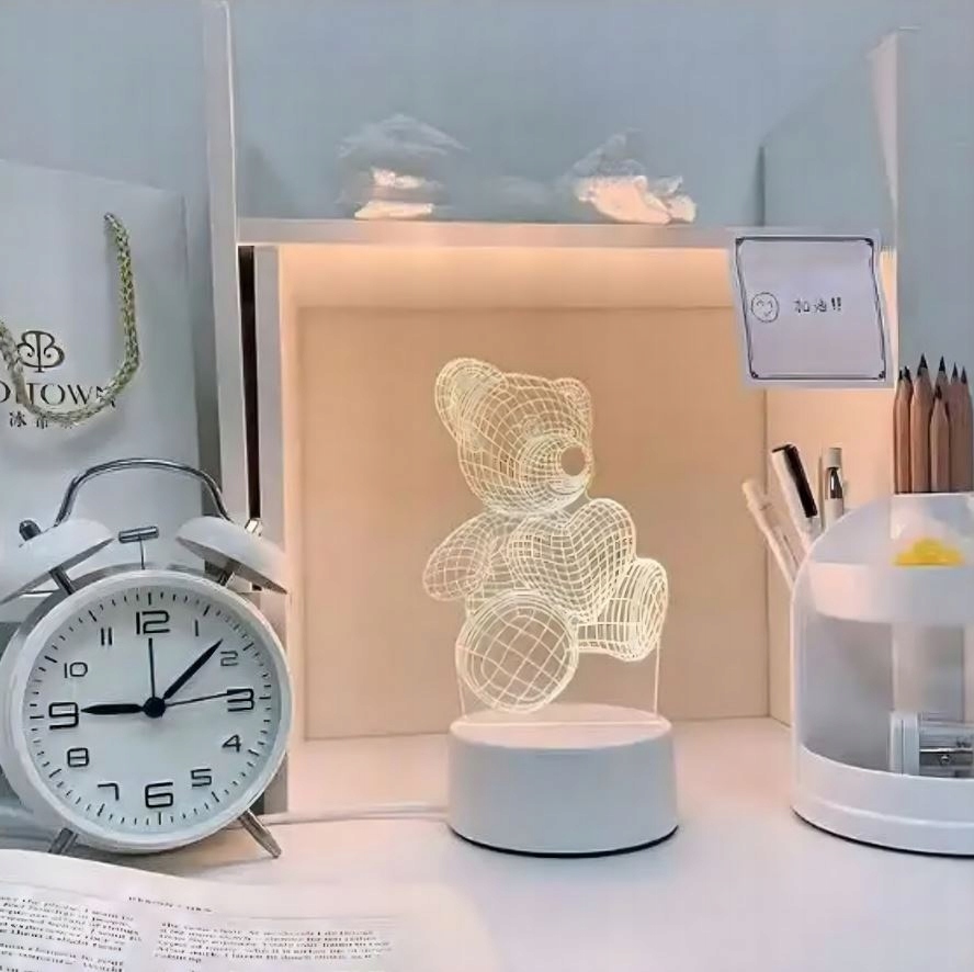 LAMPKA NOCNA PREZENT MIŚ 3D ILLUSION DO SYPIALNI DLA DZIECI BIURKOWA USB