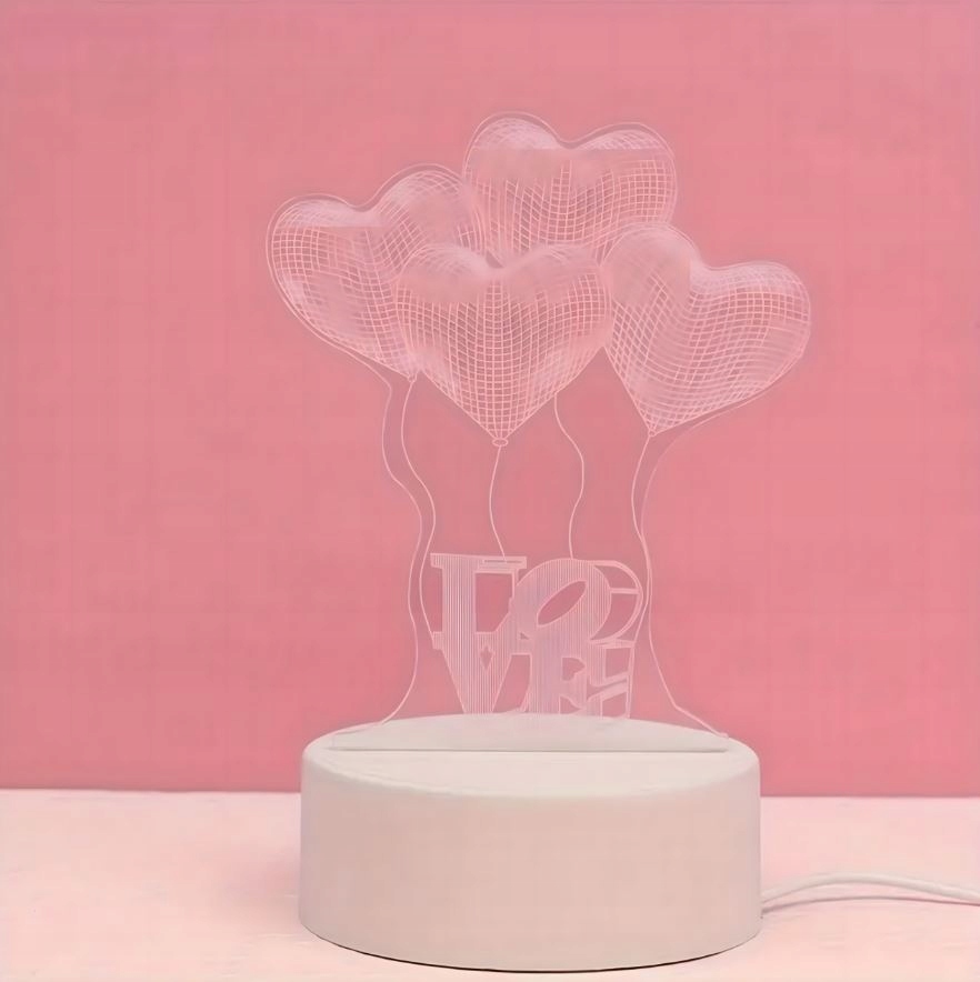 LAMPKA NOCNA LOVE 3D ILLUSION DO SYPIALNI DLA DZIECI PREZENT USB SERCA