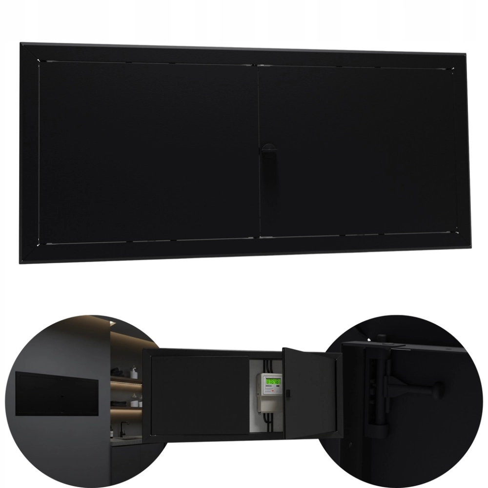 DRZWICZKI REWIZYJNE REWIZJA OSŁONA KLAPA 120X30 CM METALOWE CZARNE