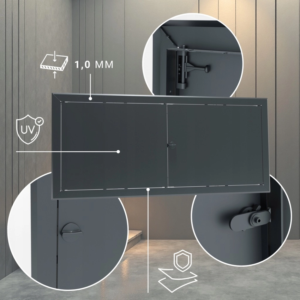 DRZWICZKI REWIZYJNE METALOWE REWIZJA OSŁONA MALOWANA 110X80 CM METAL GRAFIT