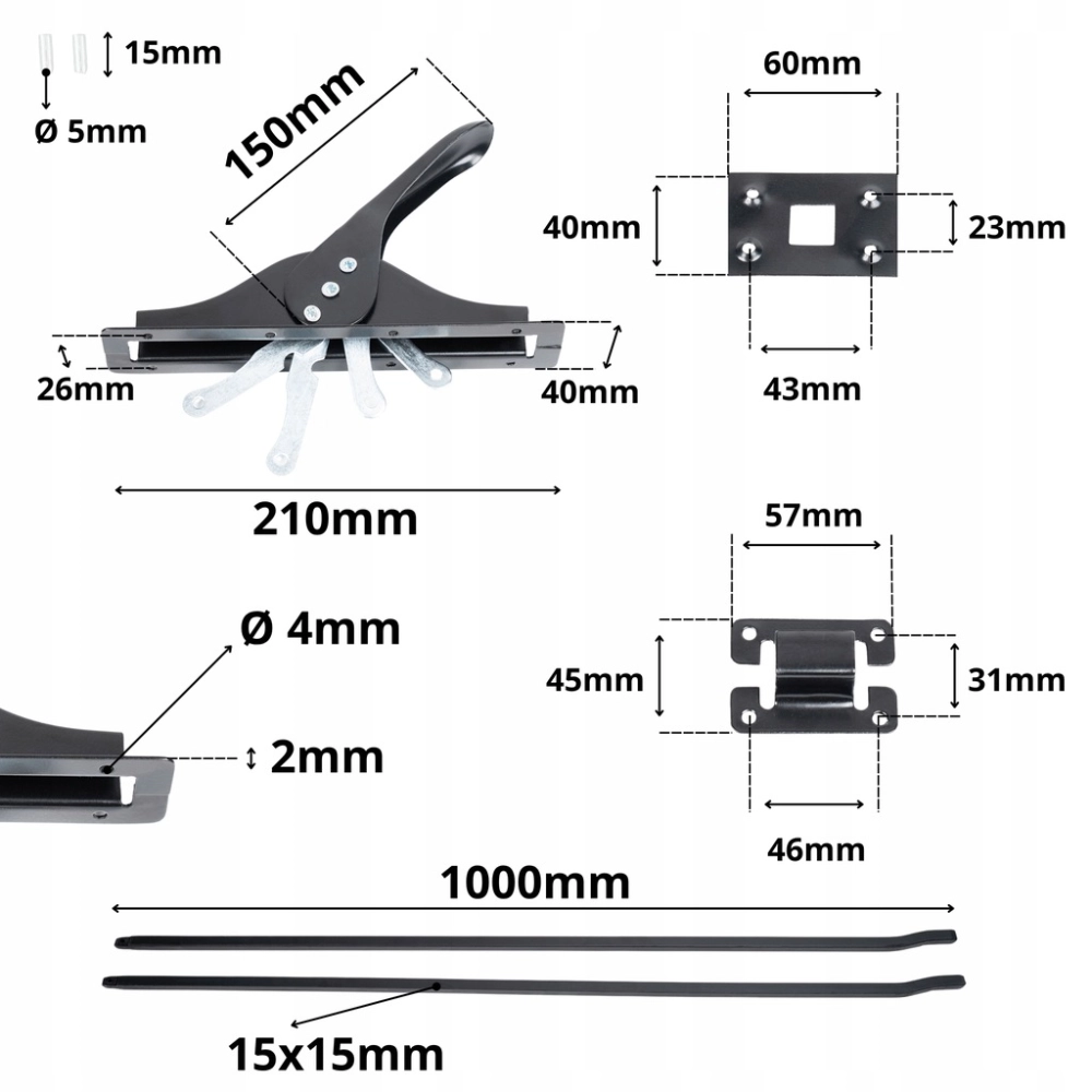 ZASUWA GARAŻOWA BASKWIL 215 CM ZASUWKA BASKWILOWA ZAMKNIĘCIE BRAM CZARNA