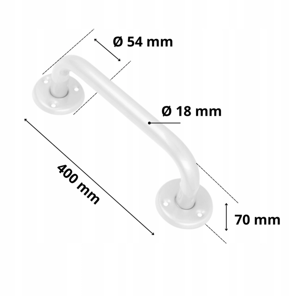 ANTABA DO DRZWI 400 MM POCHWYT DRZWIOWY BRAMOWY UCHWYT FURTEK 40 CM BIAŁY