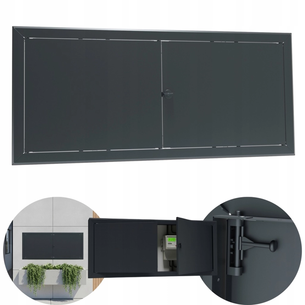 DRZWICZKI REWIZYJNE METALOWE MASKUJĄCE OSŁONOWE REWIZJA 110X50 CM GRAFITOWE