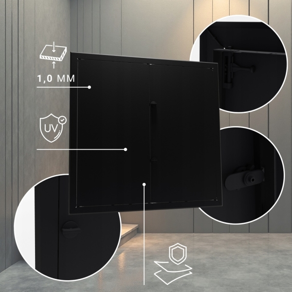 DRZWICZKI REWIZYJNE OSŁONA REWIZJA MASKOWNICA 90X90 CM METALOWE CZARNE