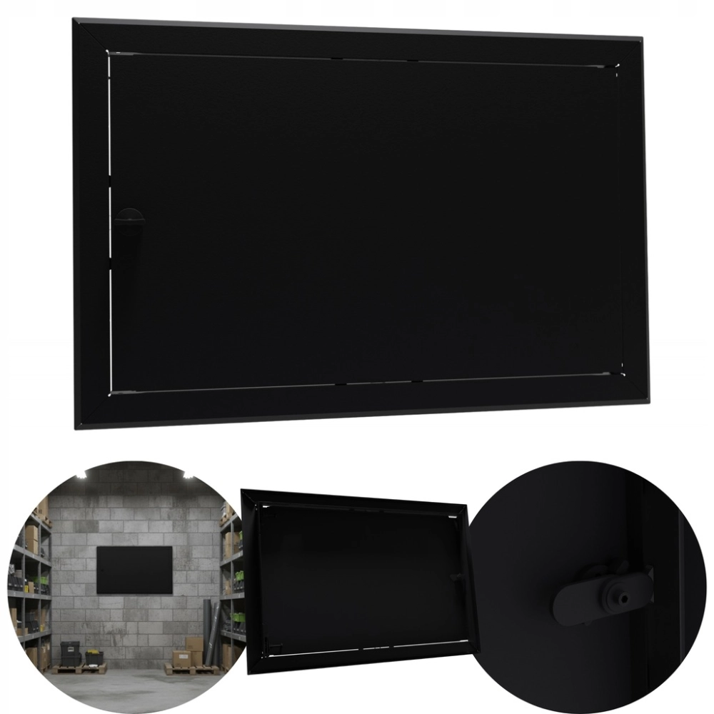 DRZWICZKI REWIZYJNE OSŁONOWE KLAPA REWIZJA 50X40 CM MALOWANE METAL CZARNE