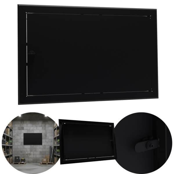 DRZWICZKI REWIZYJNE OSŁONOWE KLAPA REWIZJA 50X40 CM MALOWANE METAL CZARNE
