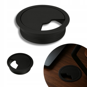 Kabeldurchführung mit Abdeckung FI 6 cm, Abdecktülle für 60 mm Kabel, schwarz