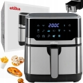 FRYTKOWNICA BEZTŁUSZCZOWA AIR FRYER FRYTOWNICA DUŻA MISA KOSZ 6,5L SREBRNA