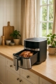 FRYTKOWNICA BEZTŁUSZCZOWA AIR FRYER FRYTOWNICA DUŻA MISA KOSZ 6,5L SREBRNA