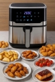 FRYTKOWNICA BEZTŁUSZCZOWA AIR FRYER FRYTOWNICA DUŻA MISA KOSZ 6,5L SREBRNA