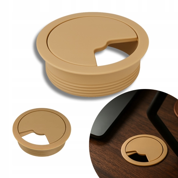 PRZEPUST KABLA OKRĄGŁY MASKUJĄCY FI 6 CM PRZELOTKA NA KABLE 60 MM BUK