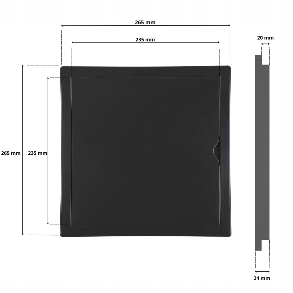 DRZWICZKI REWIZYJNE PLASTIKOWE REWIZJA WYCZYSTKA ABS Z RAMKĄ 25x25 GRAFIT