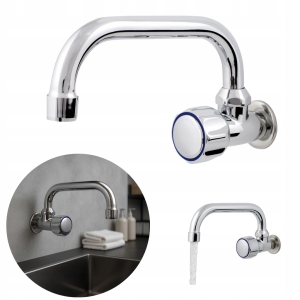 Wasserhahn 1/2" mit beweglichem Auslauf U 3/4" Einzelhahn Chrom