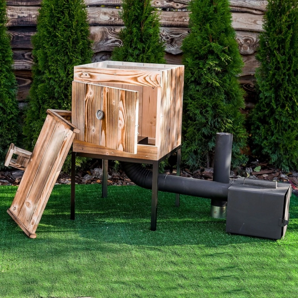 WĘDZARNIA OGRODOWA DREWNIANA 50x50x50 PALENISKO 20x20x25 IMPREGNOWANA