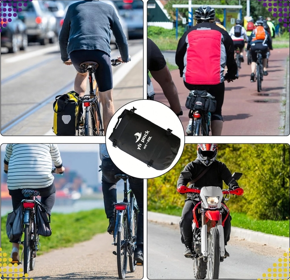 WODOODPORNA TORBA MOTOCYKLOWA NA MOTOR ROWER RAMIĘ SAKWA BAGAŻOWA 40 L
