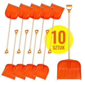 SET AUS 10 SCHNEESCHUTZEN ZUR SCHNEERÄUMUNG MIT ORANGEM SCHAUFELSTIL