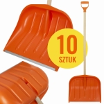 Zestaw 10 sztuk łopat do śniegu w kolorze pomarańczowym ze stylem drewnianym - POMARAŃCZOWE łopaty śniegowe