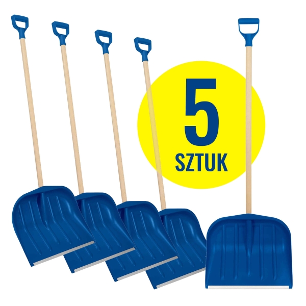 Zestaw 5 sztuk łopat do śniegu w kolorze niebieskim ze stylem drewnianym - NIEBIESKIE łopaty śniegowe